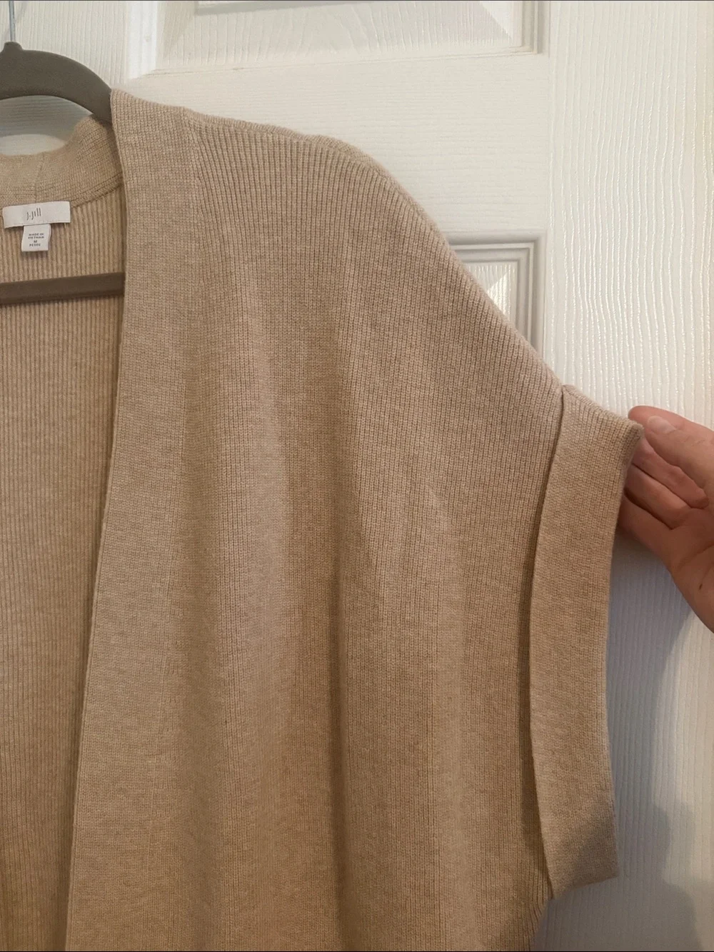 J. Jill Ribbed Gilet Cardigan Sz Medium Petite Oatmeal Cream